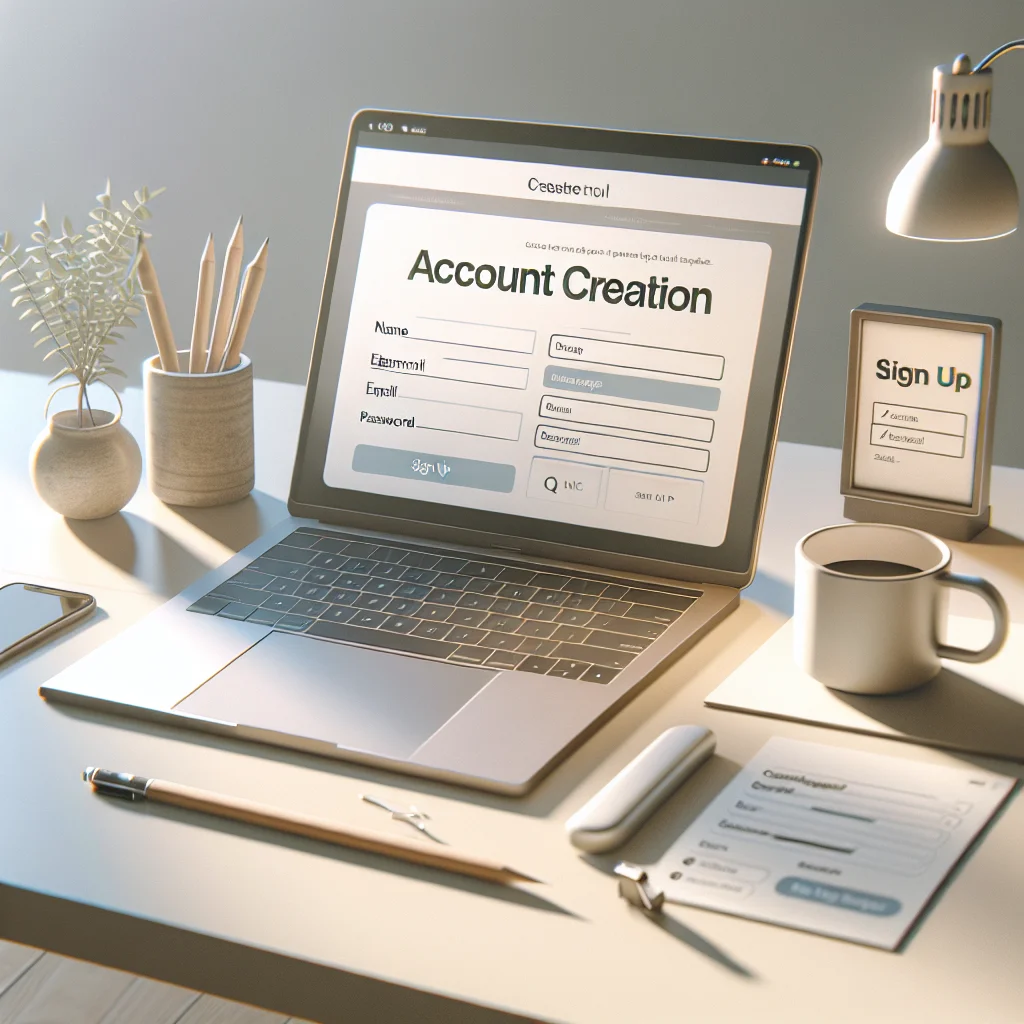 Exemplo do processo de criação de conta